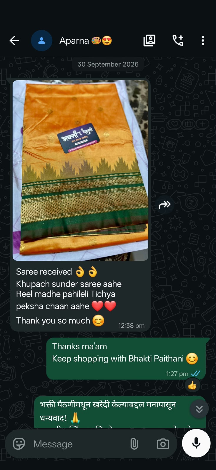 Bhakti Paithani customer review